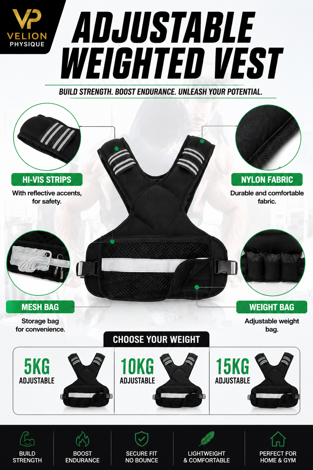 Premium Adjustable Weight Vest | 5KG / 10KG / 15KG
