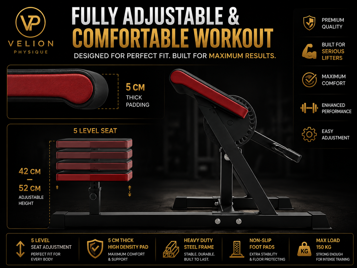 Velion Physique™ Adjustable Preacher Curl Bench | Premium Bicep Training Station