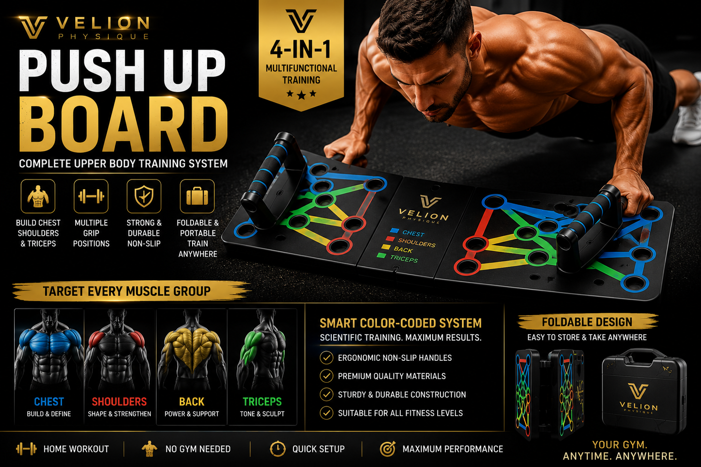 Premium Push Up Board | Complete Upper Body Training System