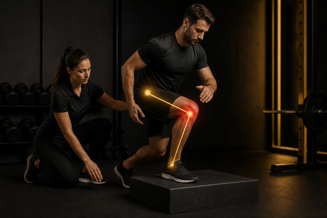 Lower-body mobility illustration showing the relationship between hip, knee and ankle