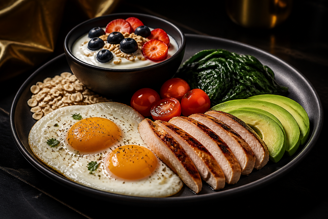 High-protein breakfast with filling ingredients for a calorie-conscious fat-loss diet