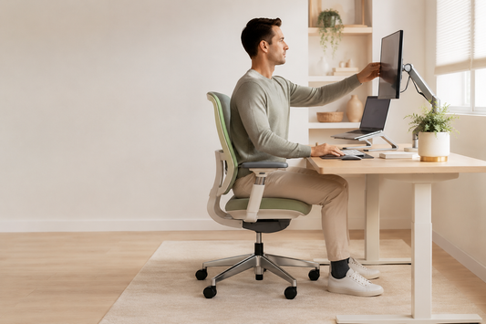 Ergonomic desk setup for neck, back and posture comfort