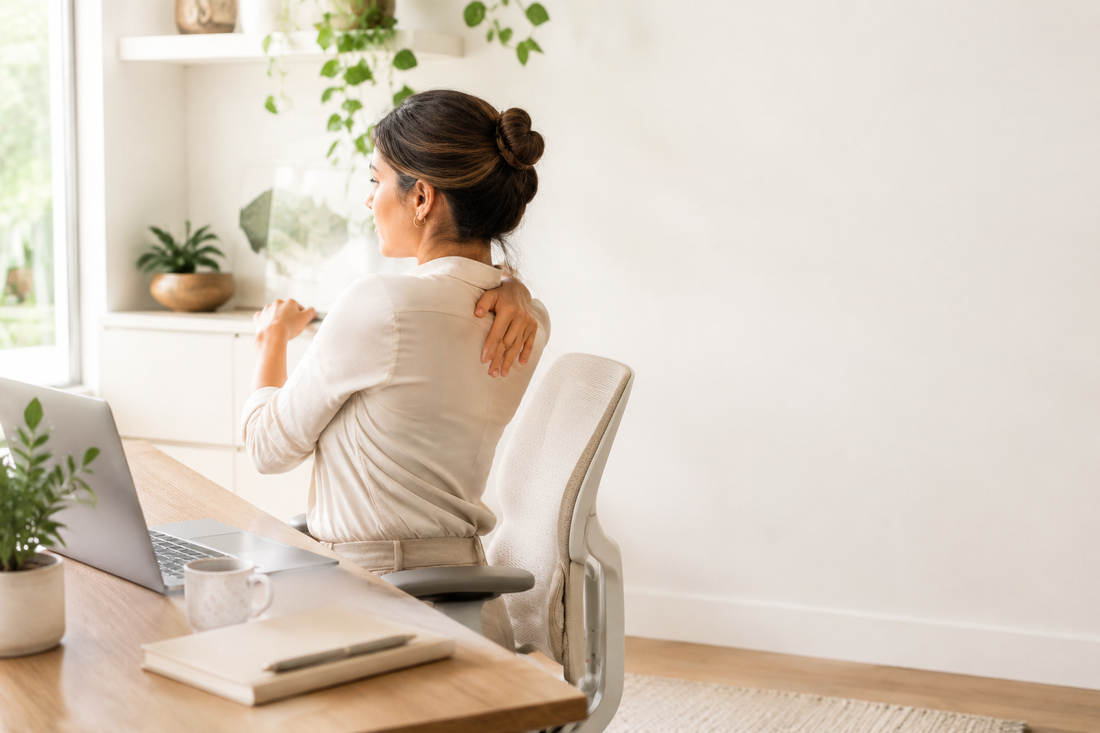 Upper-back and shoulder-blade tension associated with prolonged desk work