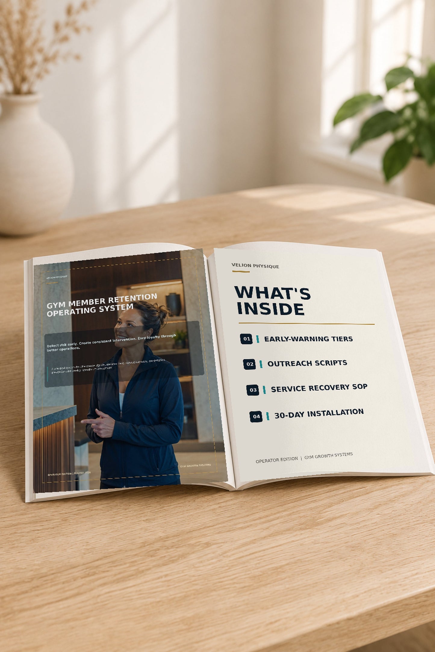 Gym Member Retention Operating System – overview of what is inside: RETAIN loop, risk tiers, intervention scripts and worksheets