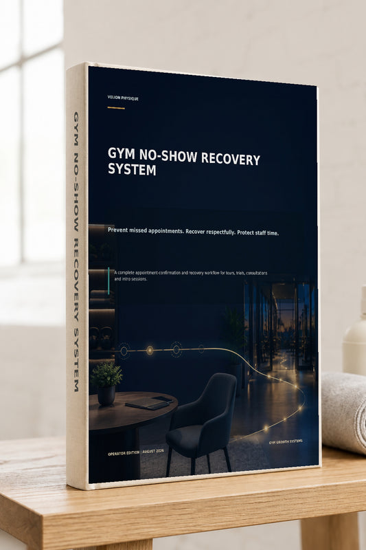 Gym No-Show Recovery System – cover of the digital operator playbook by Velion Physique