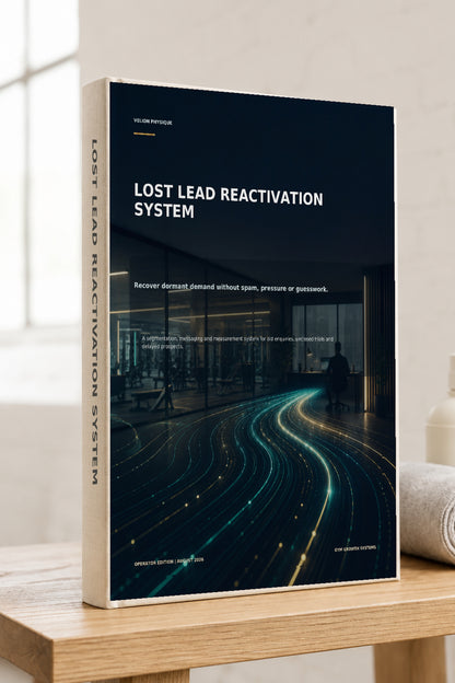 Lost Lead Reactivation System – cover of the digital operator playbook by Velion Physique