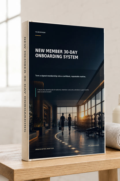 New Member 30-Day Onboarding System – cover of the digital operator playbook by Velion Physique