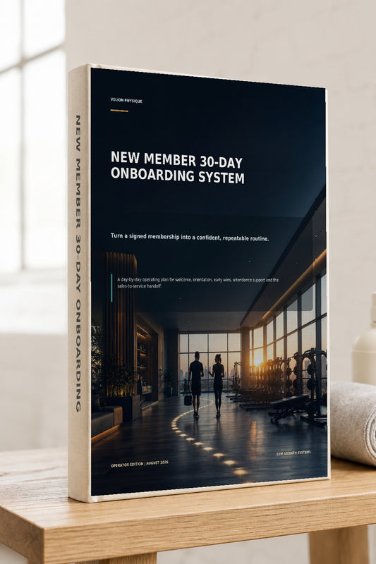 New Member 30-Day Onboarding System – cover of the digital operator playbook by Velion Physique