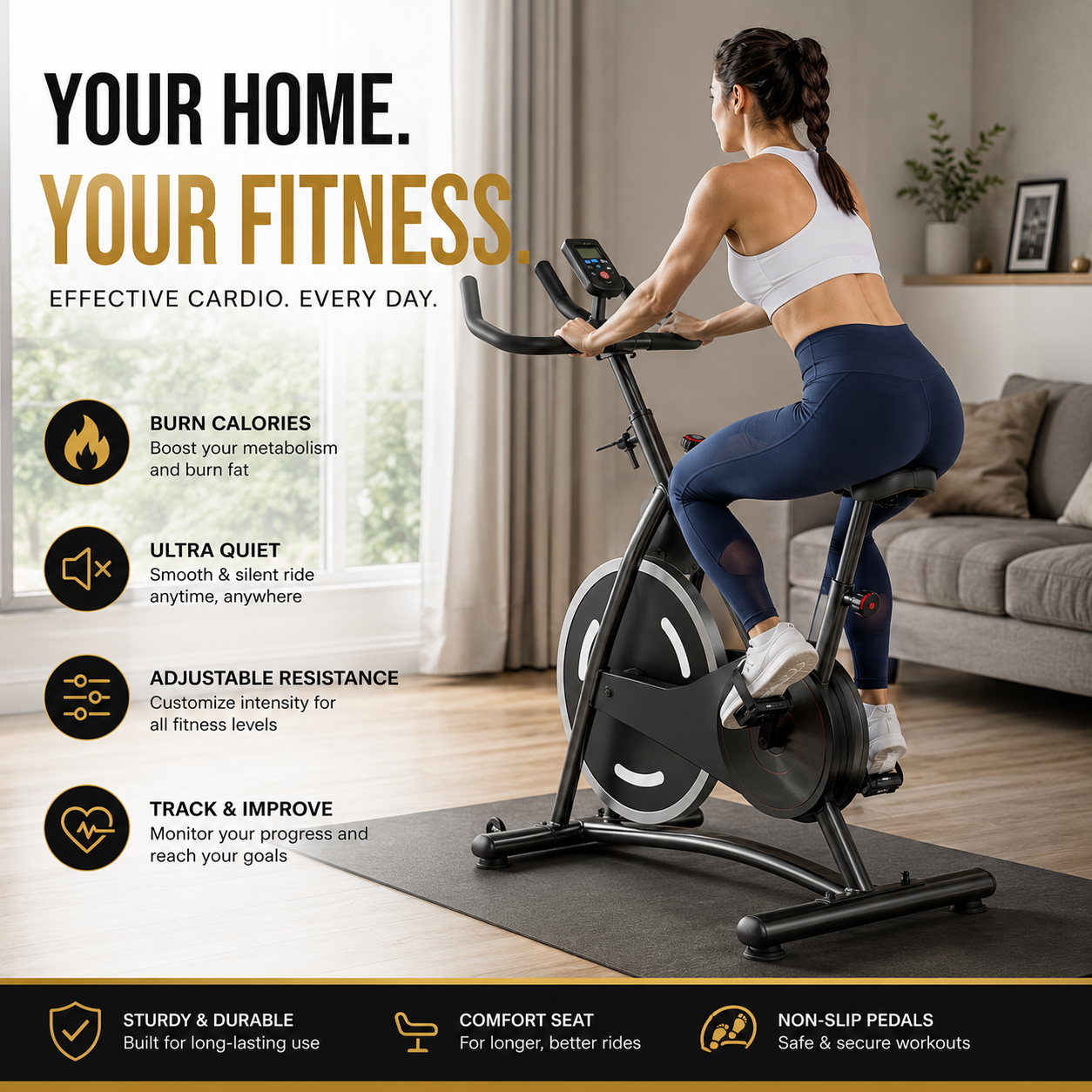 Premium Indoor Exercise Bike | Silent Magnetic Home Cardio Trainer