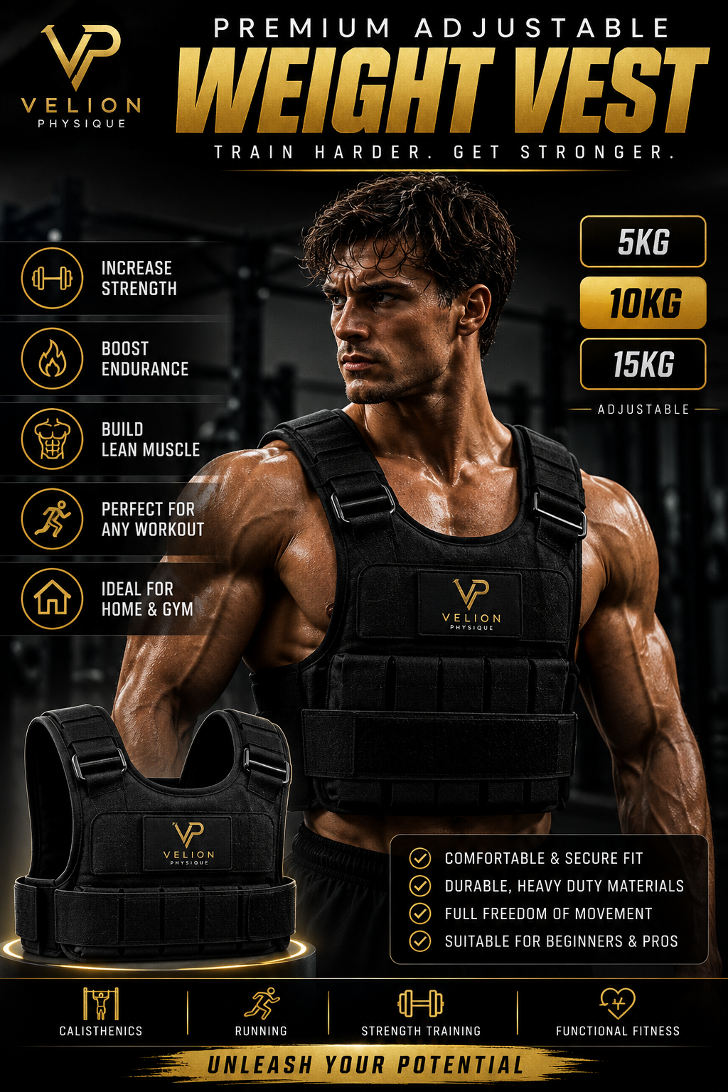 Premium Adjustable Weight Vest | 5KG / 10KG / 15KG