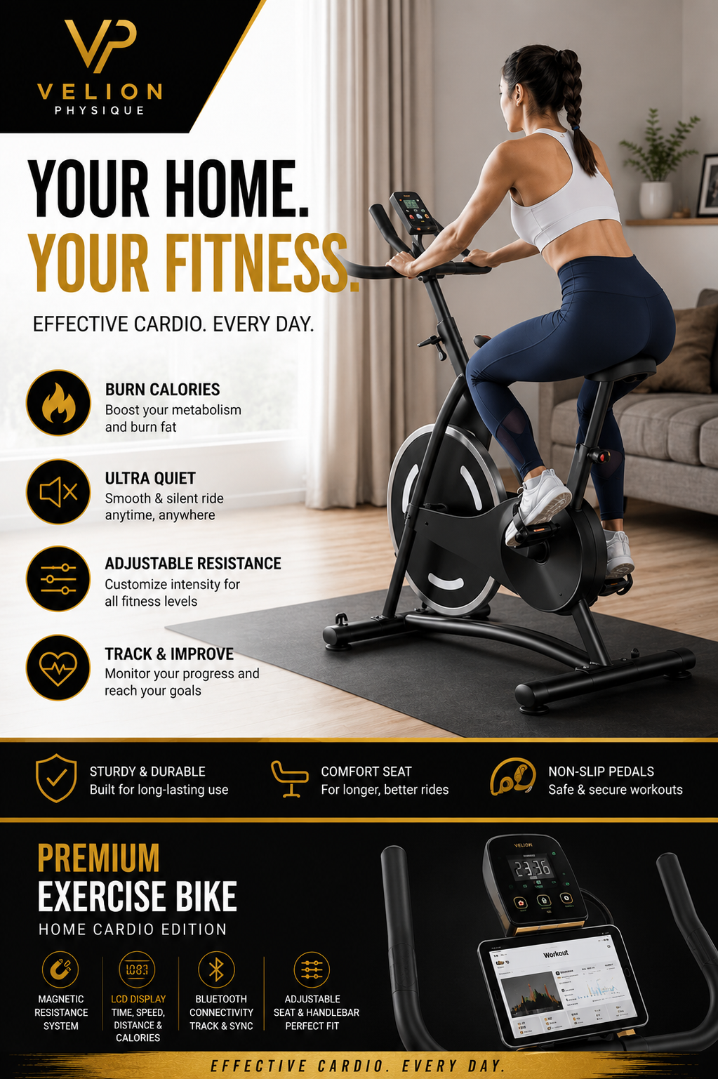 Premium Indoor Exercise Bike | Silent Magnetic Home Cardio Trainer