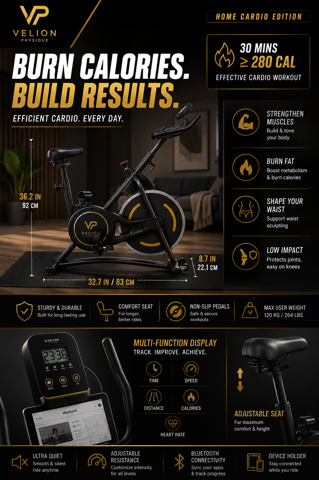 Premium Indoor Exercise Bike | Silent Magnetic Home Cardio Trainer