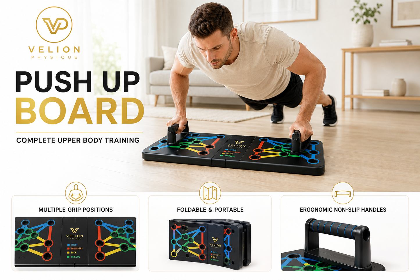 Premium Push-Up Board | Komplettes Oberkörper-Trainingssystem