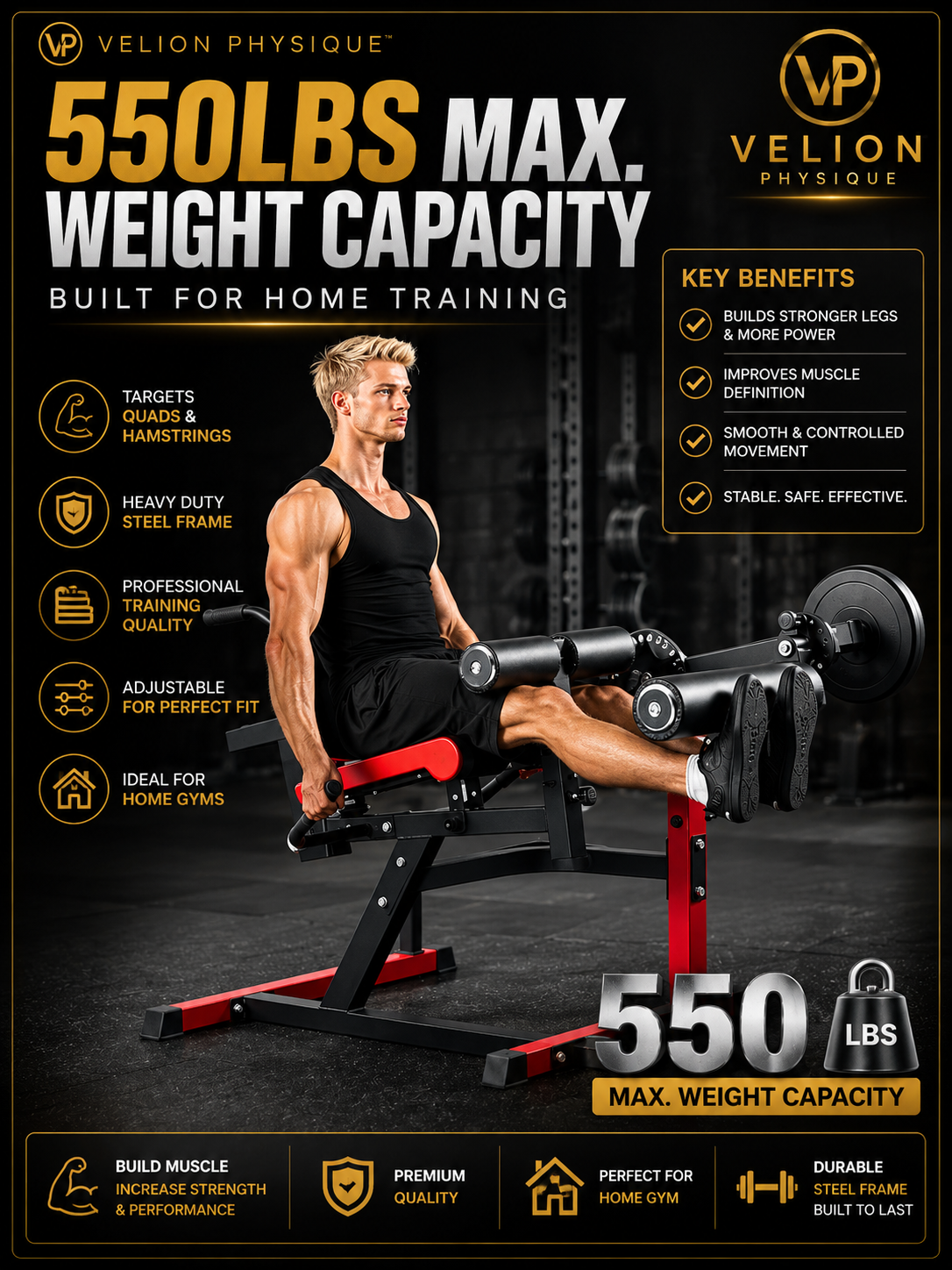 Velion Physique™ Elite Leg Extension & Curl Machine
