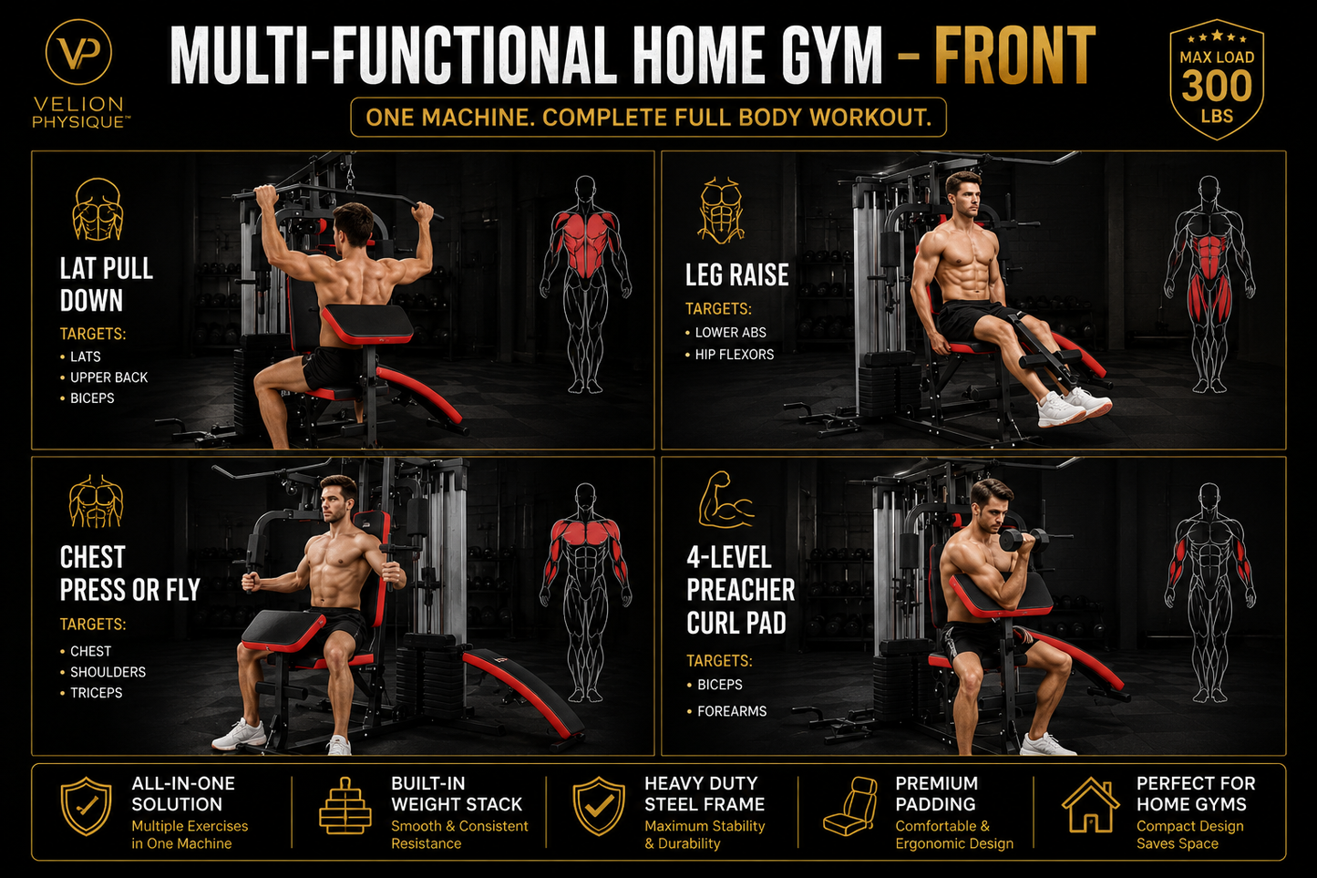 Velion Physique™ Multi Gym Station | Complete Home Strength System
