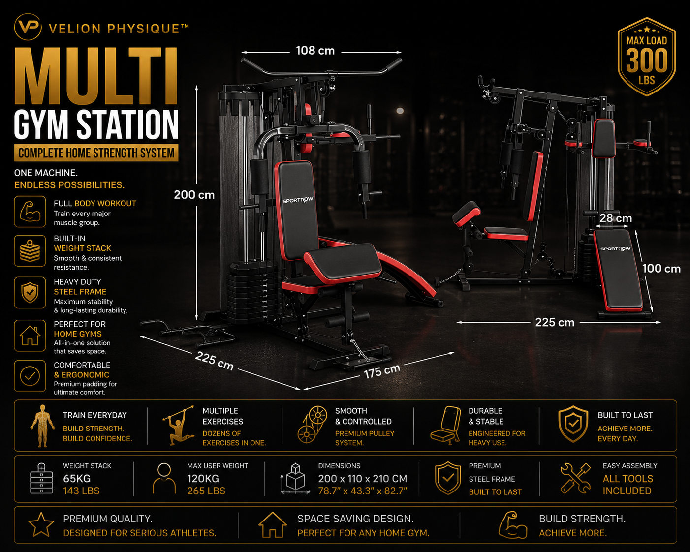 Velion Physique™ Multi Gym Station | Complete Home Strength System