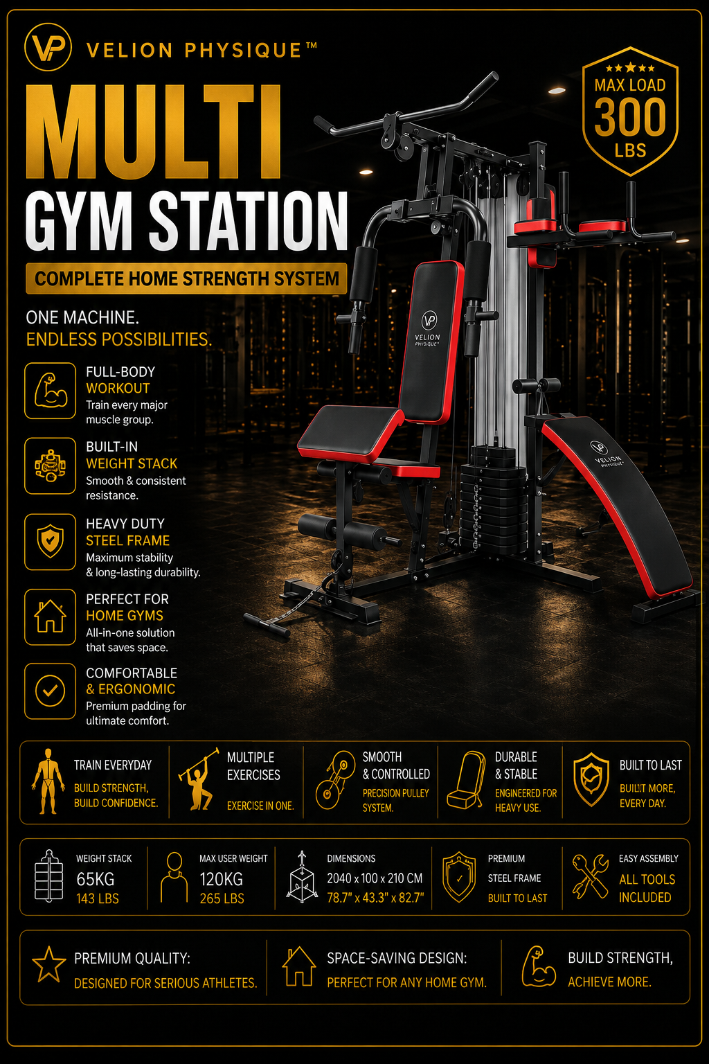 Velion Physique™ Multi Gym Station | Complete Home Strength System