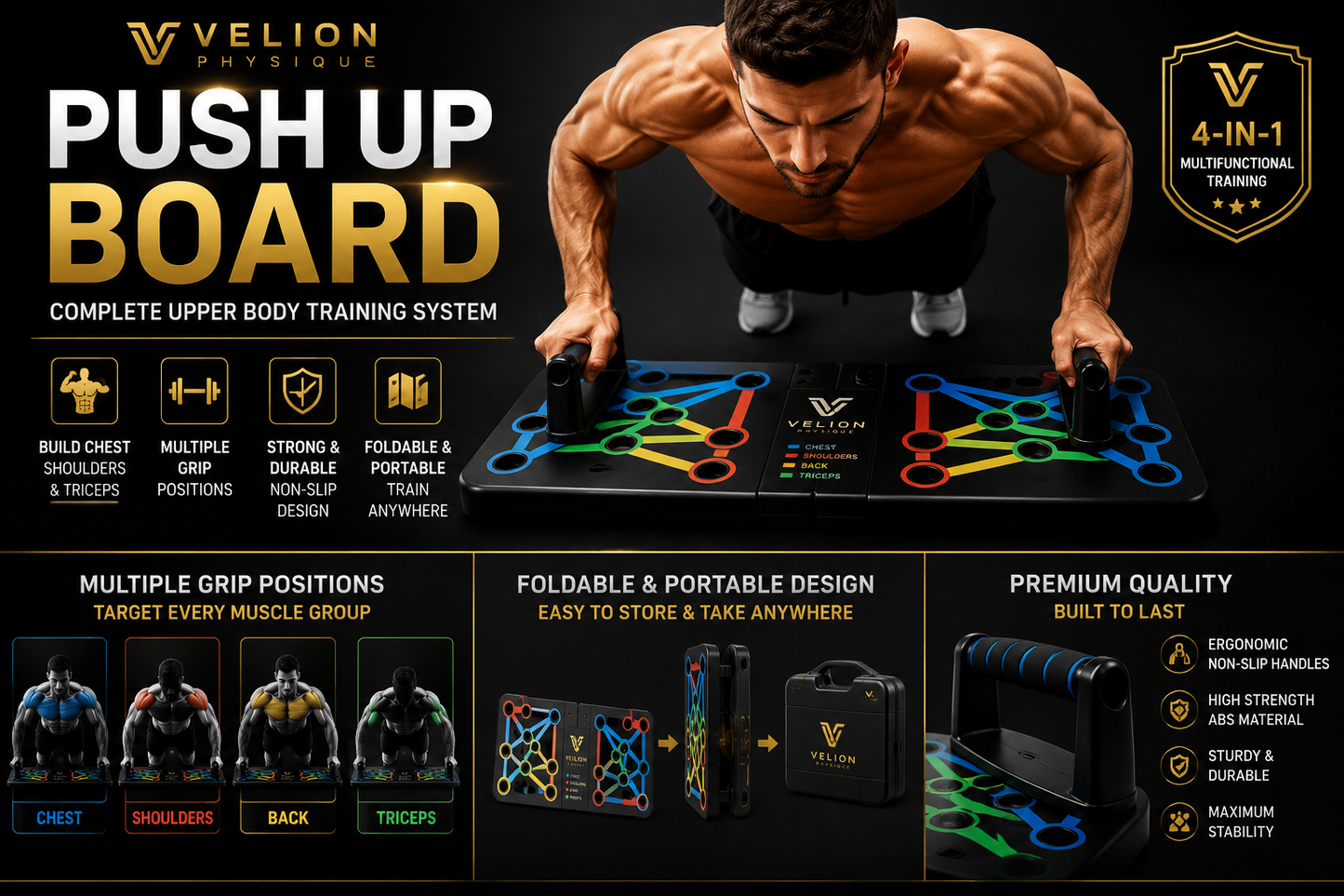 Premium Push Up Board | Complete Upper Body Training System